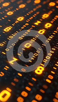 Abstract glowing binary code technology background symbolizing financial world, concept illustration