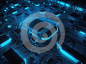 abstract glowing Blue cyber circuit future technology concept background