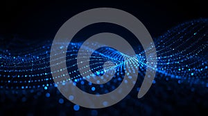 Abstract Glowing Blue Data Stream Visualization of Complex Network and Digital Technology Concept