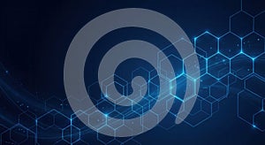 Abstract Glowing Blue Hexagonal Grid Pattern on Dark Background