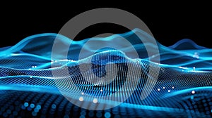 Abstract Glowing Blue Landscape Visualization, Data, Technology, Sci-Fi Backdrop