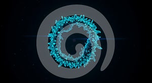 Abstract glowing blue microscopic ring structure