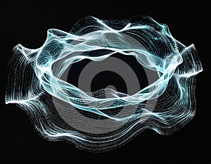 Abstract Glowing Blue Ring of Light Particles on a Black Background