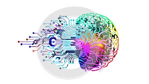 Abstract Glowing Brain Circuit: AI Technology Concept, vector design Generative AI