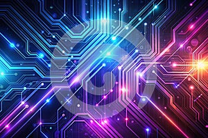 Abstract glowing circuit board background. (1 photo