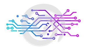 Abstract Glowing Circuit Lines Digital Network, vector design Generative AI
