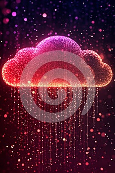 Abstract Glowing Cloud with Data Streams Representing Multimedia Streaming and Technology
