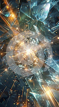Abstract glowing crystal explosion