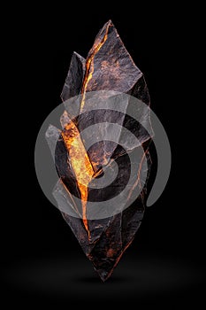 Abstract glowing crystal formation on black background