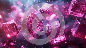 Abstract glowing cubes in mid-air