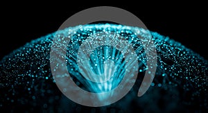 Abstract glowing cyan network data stream