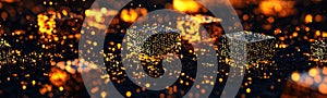 Abstract Glowing Data Blocks in Digital Network.