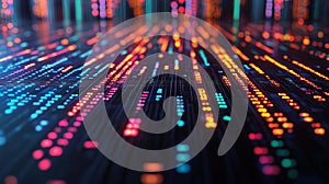 Abstract glowing data visualization with futuristic technology