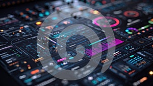 Abstract glowing digital interface control panel