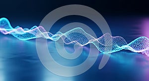 Abstract glowing digital particle wave on a dark futuristic background