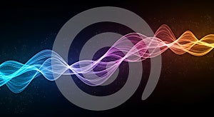 Abstract glowing digital waveform light stream data technology background design