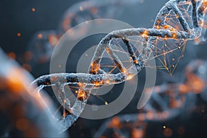 abstract glowing dna helix molecular structure