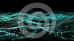 Abstract Glowing Dots: Data Stream Visual, Futuristic Tech, Network Connection Background