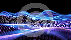 Abstract Glowing Dots Waves Background, Futuristic Tech Pattern