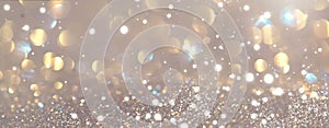 Abstract glowing gold bokeh background. Golden holiday glow backdrop. Defocused Background With Blinking Stars