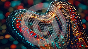 Abstract Glowing Harp Colorful Particle Strings and Bokeh