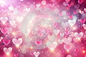 Abstract Glowing Hearts on Pink ValentineÃ¢â¬â¢s Day Background