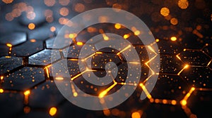 Abstract Glowing Hexagonal Network Design