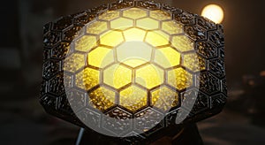 Abstract Glowing Hexagonal Pattern Illuminates Dark Background