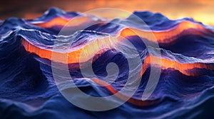 Abstract Glowing Landscape with Dynamic Waves