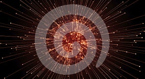 Abstract Glowing Light Rays Emanating From a Central Point on Black