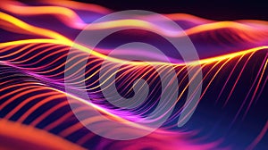 Abstract glowing lines forming data flow waves