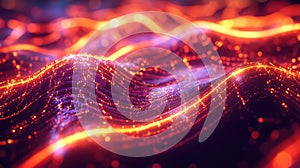 Abstract glowing lines forming digital data stream network