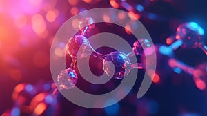 Abstract Glowing Molecule Structure in Pink and Blue