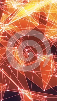Abstract glowing network of connected dots and lines in digital mesh