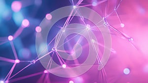 Abstract glowing network connecting nodes and transmitting data