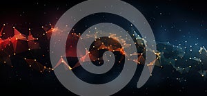 abstract glowing network of dark background generative AI