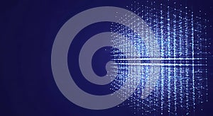 Abstract glowing network data cube on blue background
