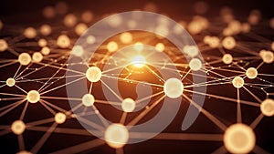 Abstract glowing network of interconnected nodes and lines, representing digital connections