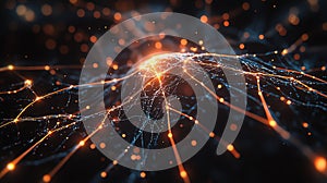 Abstract glowing network of lines and points