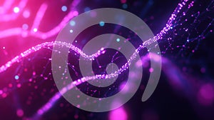 Abstract glowing nodes and data streams creating a futuristic design