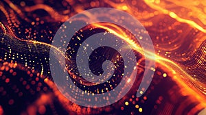 Abstract glowing particle waves forming a modern technology background