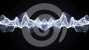 Abstract Glowing Particle Wave Blue and White Light on Black