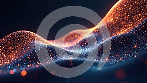 Abstract glowing particle wave, a dynamic visualization of energy flow and luminescent texture. Generative AI