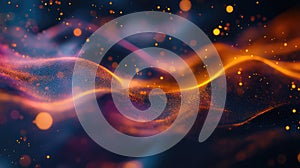 Abstract glowing particle waves representing digital data flow