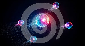 Abstract glowing particles in a cosmic dance of light and energy