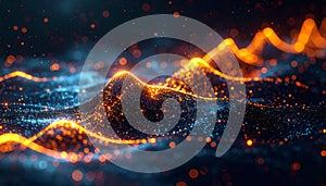 Abstract Glowing Particles Waveform Background