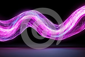 Abstract glowing purple energy wave on dark background.