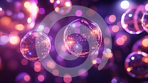 Abstract Glowing Purple Pink Spheres