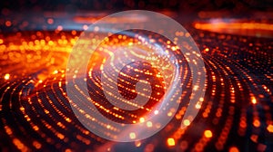 Abstract glowing quantum technology background. Generative AI