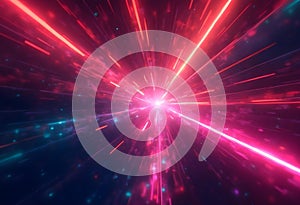 Abstract Glowing Red Blue Beam of Light